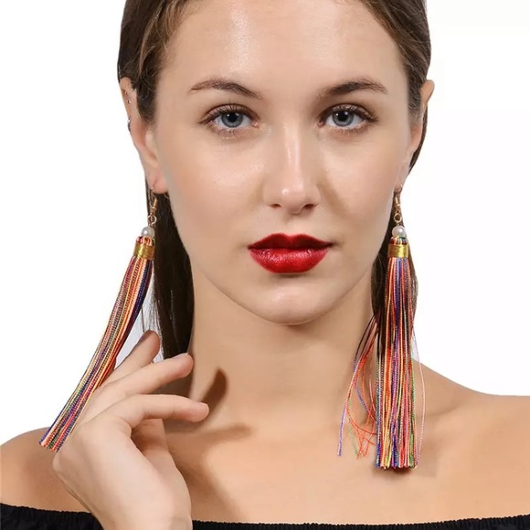 New! Multi-Color Tassel Earrings - Picture 3 of 12